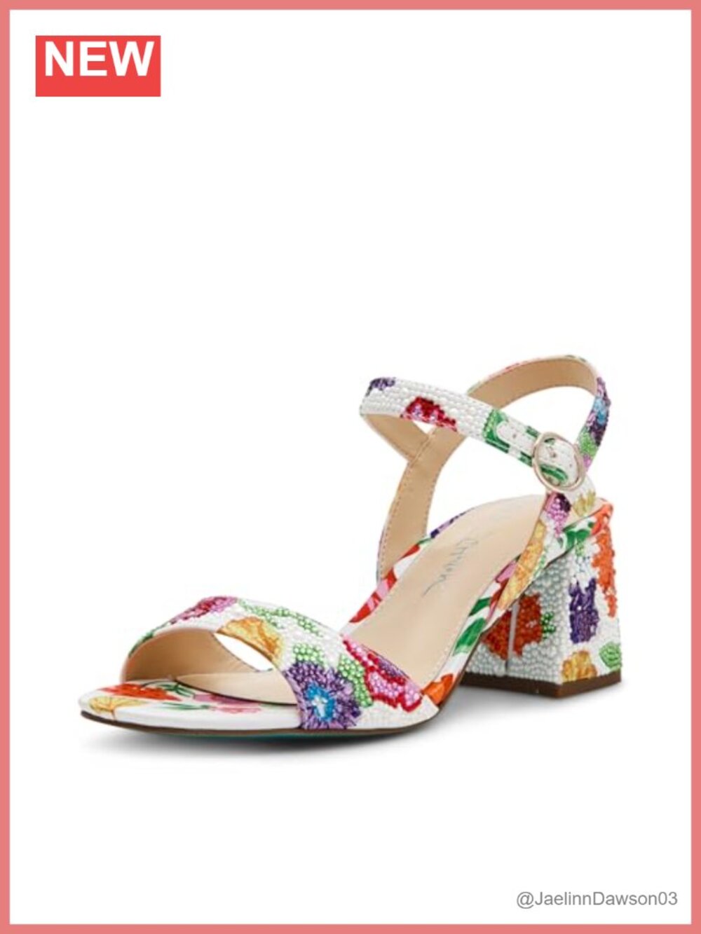 Betsey Johnson Tamy Satin Block Heel Sandals Floral Gladiator